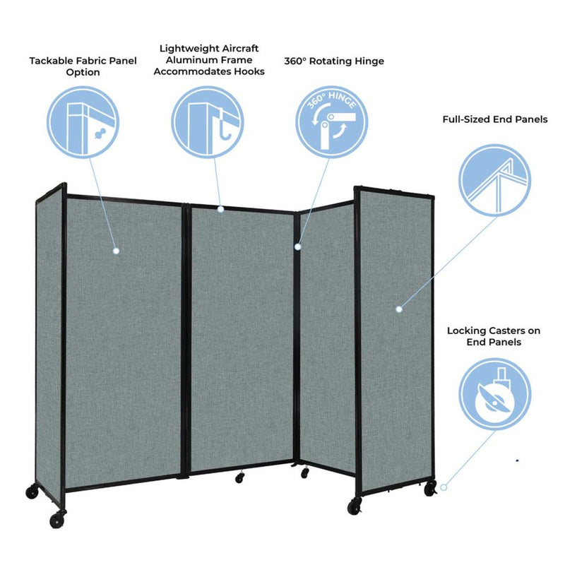 [19'6"x7'6"] VERSARE Room Divider 360 Charcoal Gray Fabric Panels With Wall Mount (HBG87164)-HBG