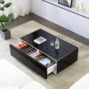 Multifunctional Smart Black Coffee Table Fridge With Tempered Glass & Storage (HBG26842)