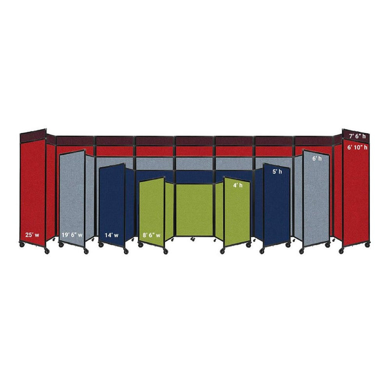 [25'x6'10"] VERSARE Room Divider 360 Versatile Red Fabric Foldable Panels With Casters (HBG42568)-HBG