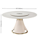 8-Seater Sintered Stone Dining Table With Turntable And Elegant Wood/Metal Base, 59" (HBG17835)