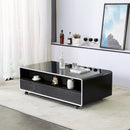 Multifunctional Smart Black Coffee Table Fridge With Tempered Glass & Storage (HBG26842)