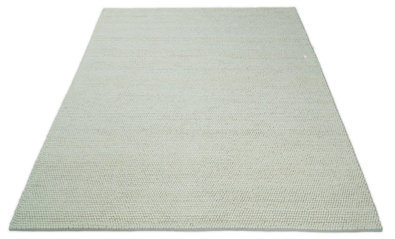 THE RUG DECOR Solid Ivory Chunky Wool Felt Hand Woven Contemporary Area Rug (HBG41658)