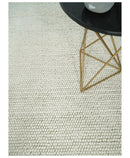 THE RUG DECOR Solid Ivory Chunky Wool Felt Hand Woven Contemporary Area Rug (HBG41658)