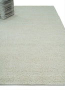 THE RUG DECOR Solid Ivory Chunky Wool Felt Hand Woven Contemporary Area Rug (HBG41658)