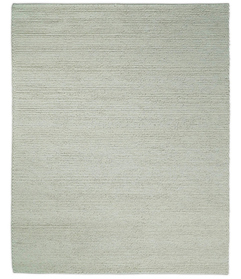 THE RUG DECOR Solid Ivory Chunky Wool Felt Hand Woven Contemporary Area Rug (HBG41658)