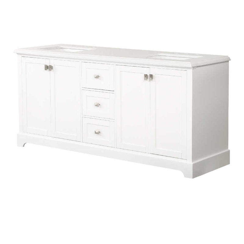 72" White Bathroom Vanity With Carrara Marble Countertop And Ceramic Sink (HBG90537)-HBG