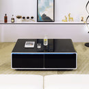 Multifunctional Smart Black Coffee Table Fridge With Tempered Glass & Storage (HBG26842)