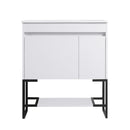 Sleek White Bathroom Vanity Cabinet With Shelf, 30" (HBG74317)