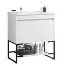 Sleek White Bathroom Vanity Cabinet With Shelf, 30" (HBG74317)