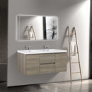 Ash Grey 60" Floating Vanity Set with Spacious Drawers and Double Resin Top Basins (HBG63892)-HBG