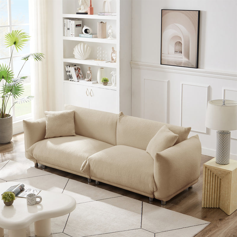 Premium Plush Bread-Shaped Sofa With Pillows And Anti-Skid Metal Feet (HBG78613)