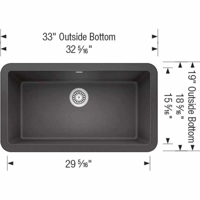 BLANCO Ikon Cinder 33" Apron Single Bowl Farmhouse Sink [401985] (HBG41953) - HBG