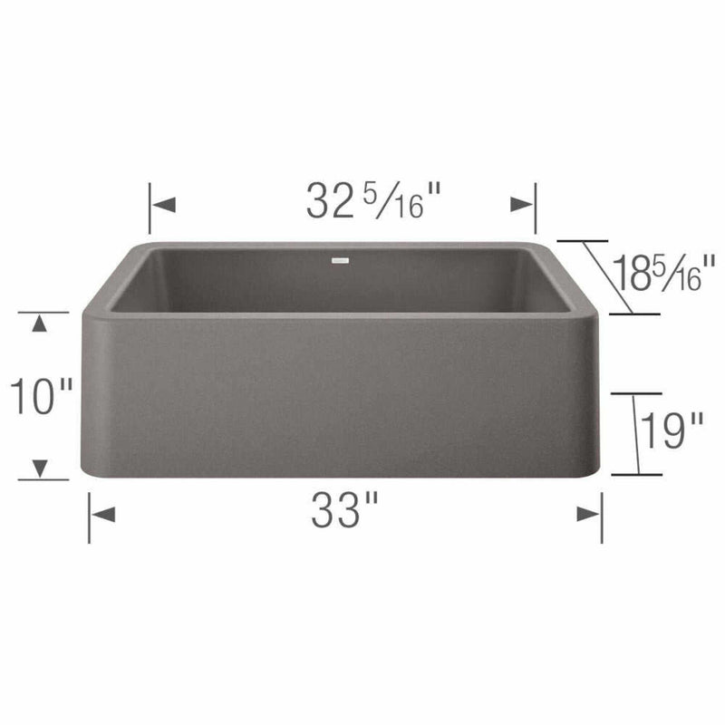  BLANCO Ikon Metallic Gray 33" Apron Single Bowl Farmhouse Sink [401900] (HBG85297)-HBG