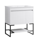 Sleek White Bathroom Vanity Cabinet With Shelf, 30" (HBG74317)