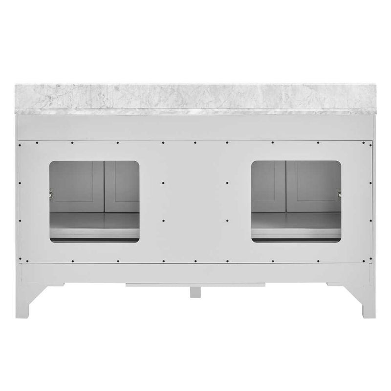 Double Bathroom Vanity Set With Carrara Marble Top 60" (HBG78159)-HBG