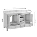 Double Bathroom Vanity Set With Carrara Marble Top 60" (HBG78159)-HBG