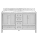 Double Bathroom Vanity Set With Carrara Marble Top 60" (HBG78159)-HBG