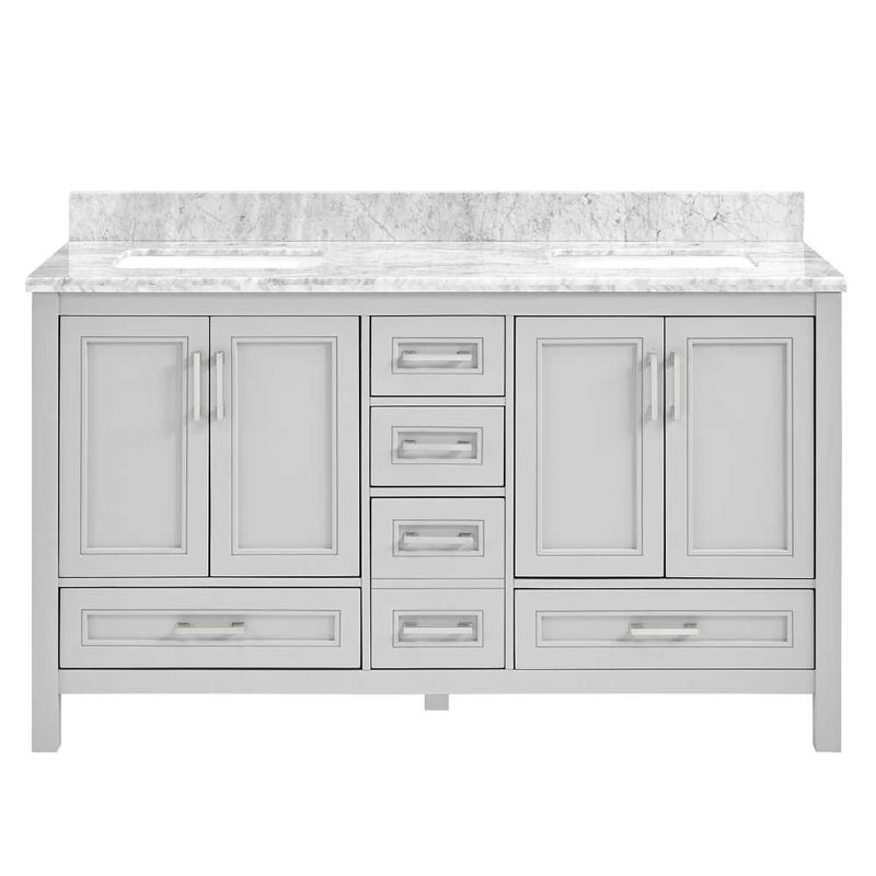 Double Bathroom Vanity Set With Carrara Marble Top 60" (HBG78159)-HBG