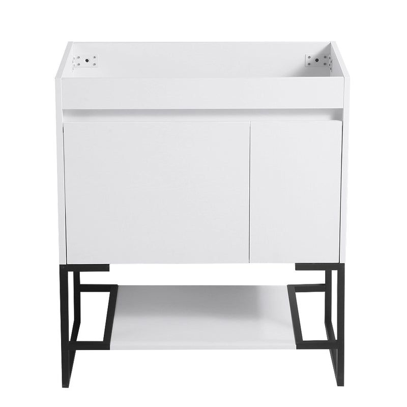 Sleek White Bathroom Vanity Cabinet With Shelf, 30" (HBG74317)