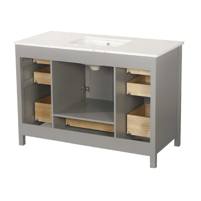 Fully Assembled Vanity With Carrara Marble Countertop And Cabinets, 48" (HBG91547)-HBG