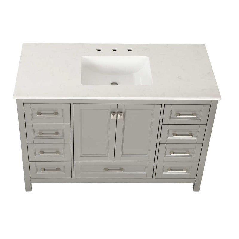 Fully Assembled Vanity With Carrara Marble Countertop And Cabinets, 48" (HBG91547)-HBG