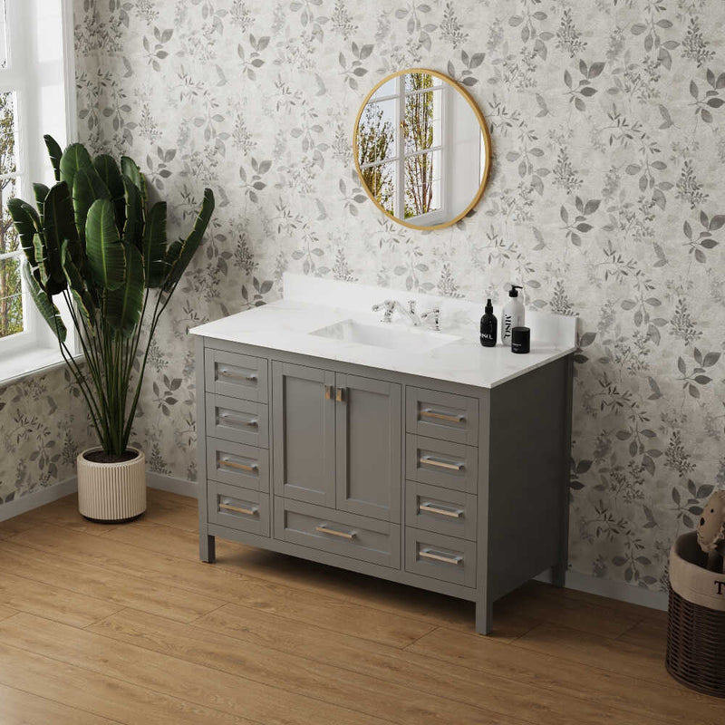 Fully Assembled Vanity With Carrara Marble Countertop And Cabinets, 48" (HBG91547)-HBG