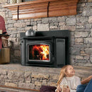 IRON STRIKE Montlake 300 Modern Wood Burning Fireplace Insert With High Density Firebrick  (HBG18103)-HBG