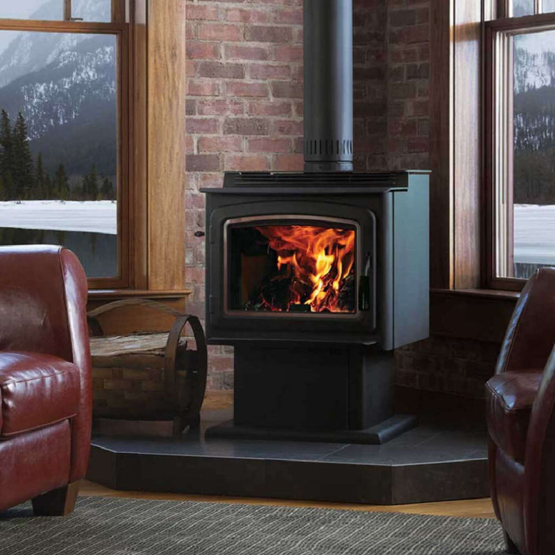 IRONSTRIKE GRANDVIEW Wood-Burning Stove with Air Boost Timer, 76K-100K BTU [GV230/300GL] (HBG58216) - HBG