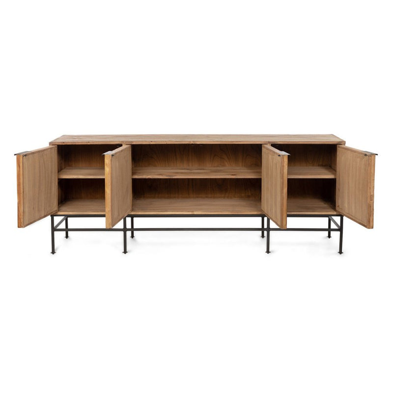 LOVECUP Classic Design Entertainment Console With Patina Natural Finish, 80" (HBG92034) - HBG