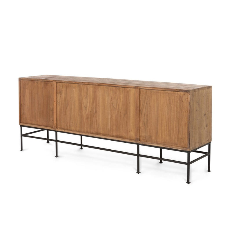 LOVECUP Classic Design Entertainment Console With Patina Natural Finish, 80" (HBG92034) - HBG