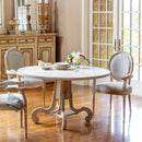 LOVECUP Round Foyer Dining Table With Natural White Finish And Ornate Pedestal Base, 54" (HBG36525) - HBG