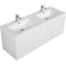 Modern White Floating Bathroom Storage Vanity Cabinet With Double Resin Top Basin 60" (HBG12851)-HBG