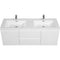 Modern White Floating Bathroom Storage Vanity Cabinet With Double Resin Top Basin 60" (HBG12851)-HBG