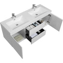 Modern White Floating Bathroom Storage Vanity Cabinet With Double Resin Top Basin 60" (HBG12851)-HBG