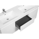 Modern White Floating Bathroom Storage Vanity Cabinet With Double Resin Top Basin 60" (HBG12851)-HBG