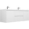 Modern White Floating Bathroom Storage Vanity Cabinet With Double Resin Top Basin 60" (HBG12851)-HBG