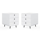 Modern White Steel 3 Drawer Nightstand With Circular Handle, 20 Inch (HBG28531) - HBG