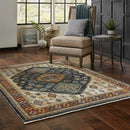 ORIENTAL WEAVERS Aberdeen 005W1 Blue Medallion Polyester Indoor Area Rug (HBG89013)-HBG