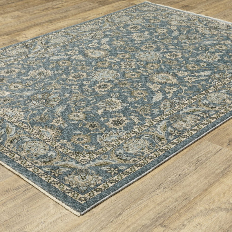 ORIENTAL WEAVERS Aberdeen 070H1 Blue And Beige Persian Polyester Indoor Area Rectangle Floral Rug Side View