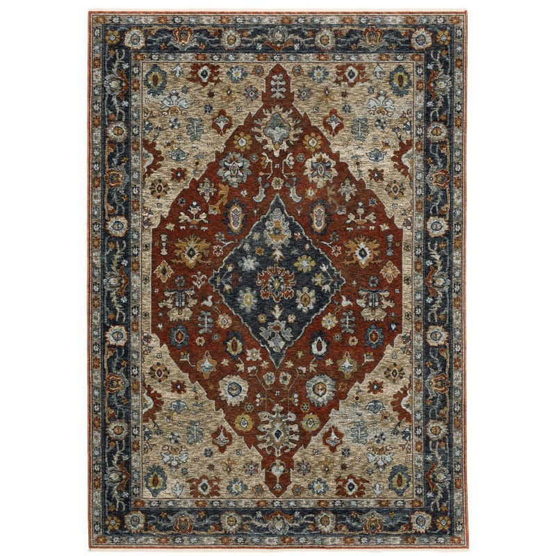 ORIENTAL WEAVERS Aberdeen 1143H Red Medallion Polyester Indoor Area Rectangle Rug (HBG17329)-HBG