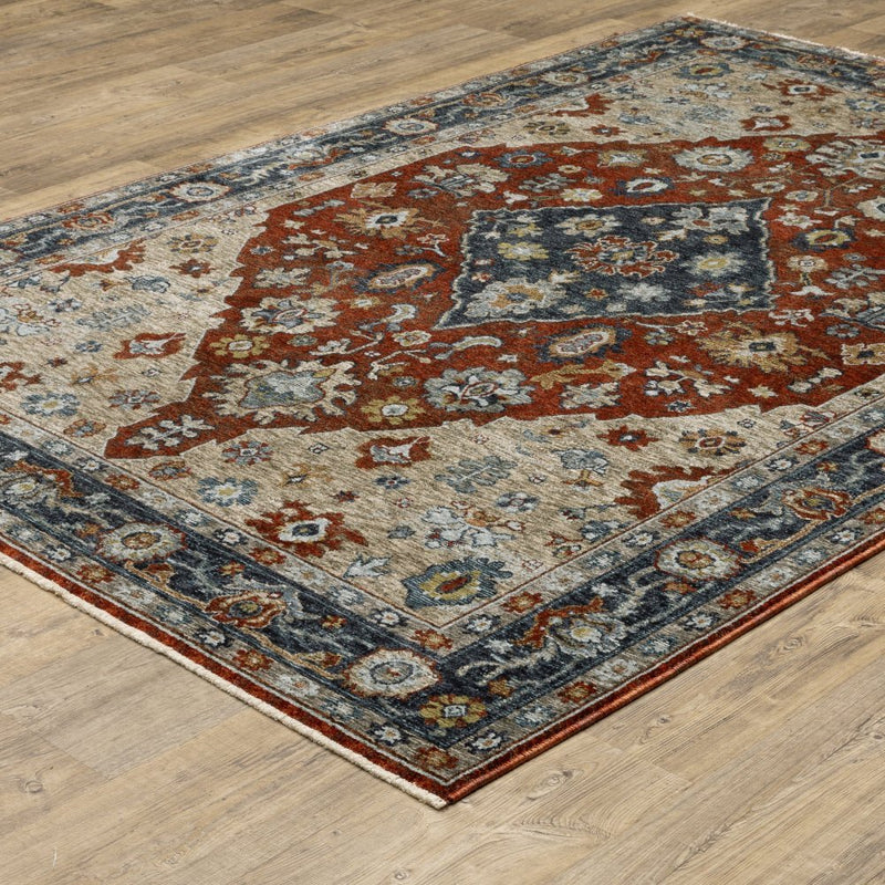 ORIENTAL WEAVERS Aberdeen 1143H Red Medallion Polyester Indoor Area Rectangle Rug (HBG17329)-HBG