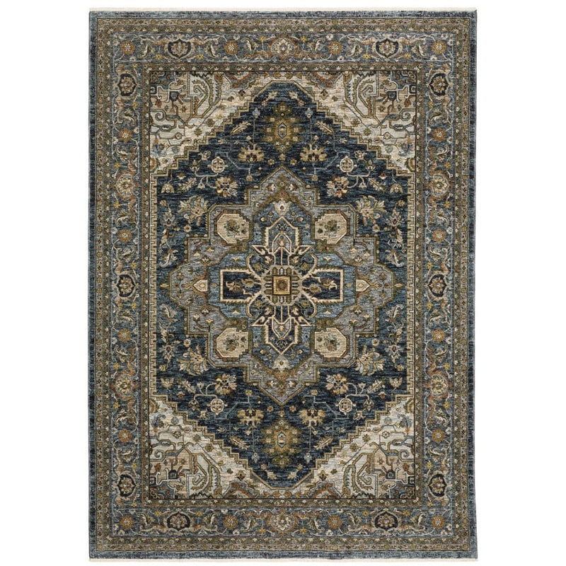 ORIENTAL WEAVERS Aberdeen 1144Q Blue Persian Medallion Polyester Indoor Area Rectangle Rug (HBG98572)-HBG