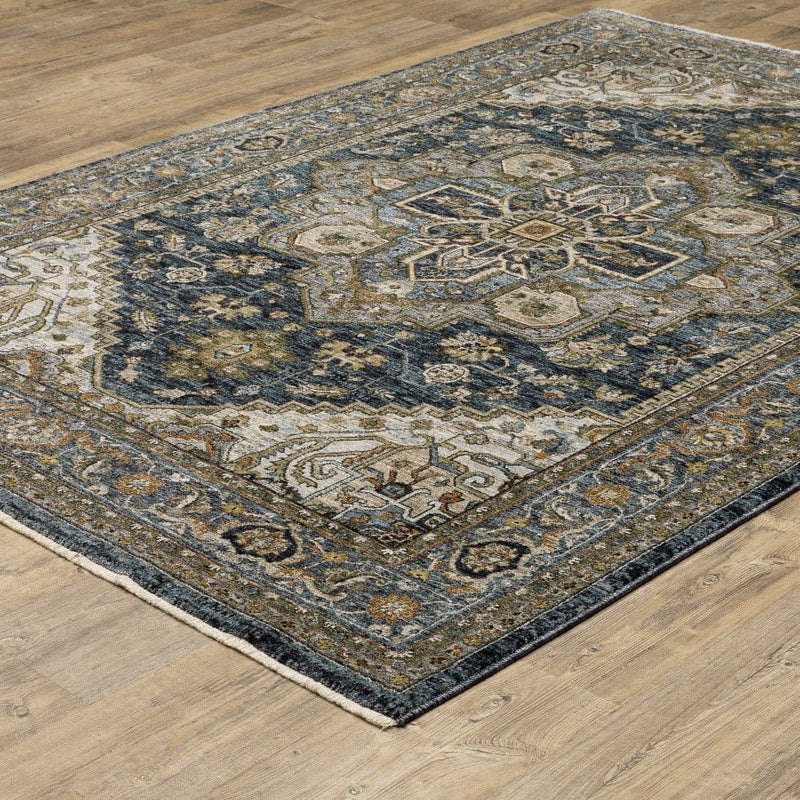 ORIENTAL WEAVERS Aberdeen 1144Q Blue Persian Medallion Polyester Indoor Area Rectangle Rug (HBG98572)-HBG