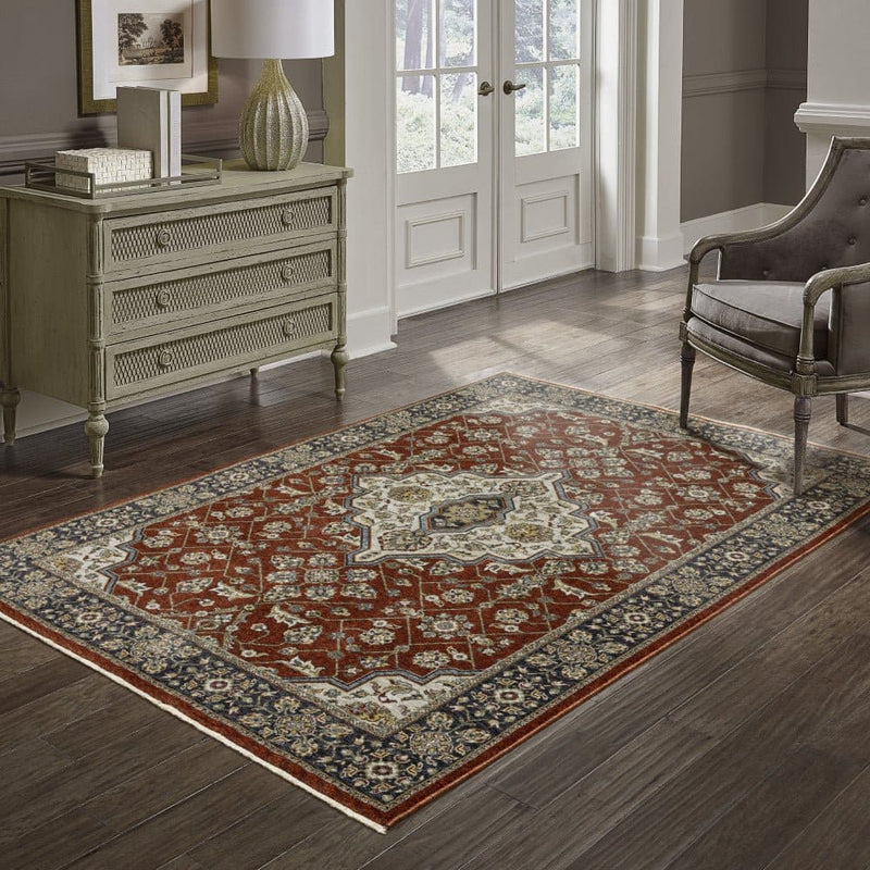 ORIENTAL WEAVERS Aberdeen 4151R Traditional Persian Polyester Indoor Area Rectangle Rug  In Red (HBG56093)-HBG