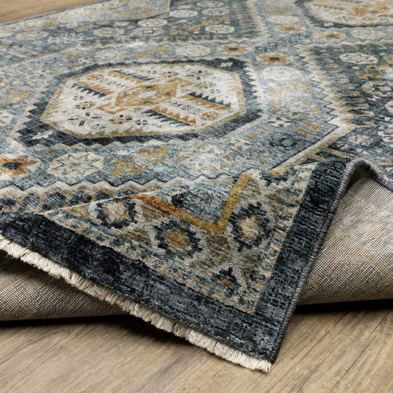 ORIENTAL WEAVERS Aberdeen 7150B Blue Traditional Tribal Polyester Indoor Area Rectangle Rug (HBG14509) - HBG