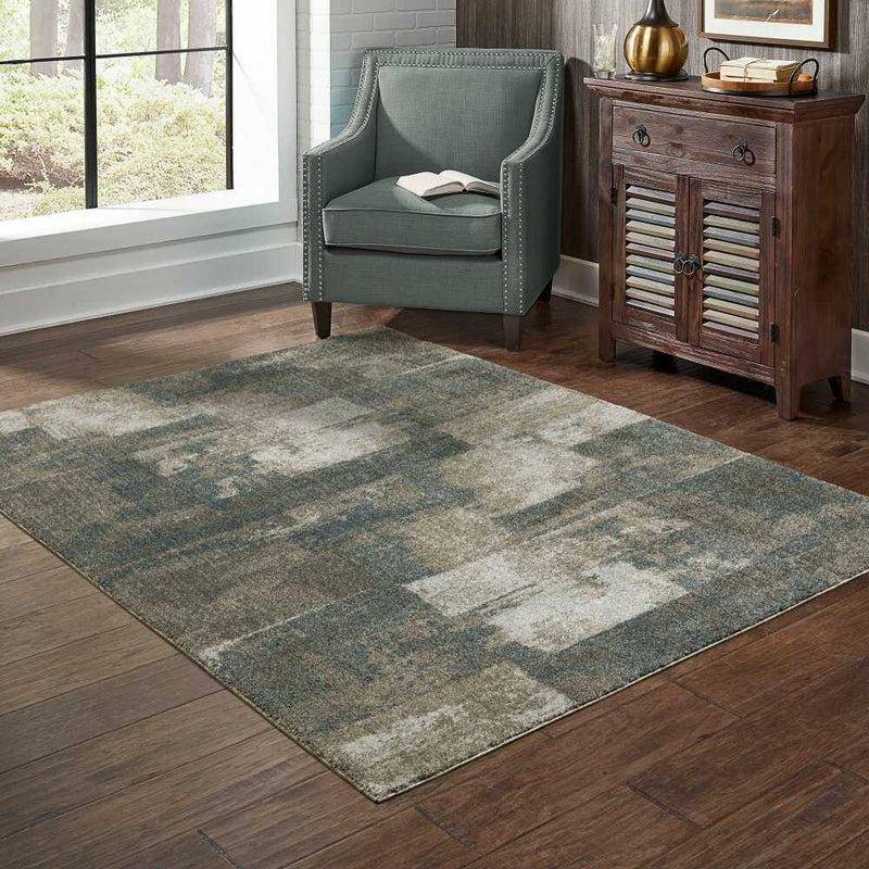 ORIENTAL WEAVERS Alton 532B9 Teal Modern Global Polyester Indoor Area Rug (HBG65813)-HBG