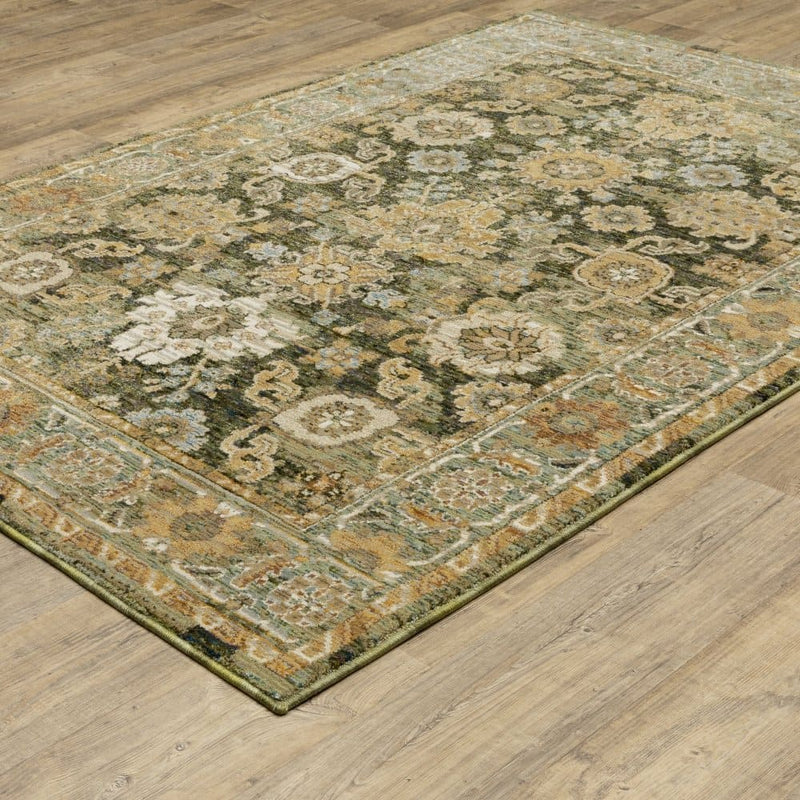 ORIENTAL WEAVERS Andorra 2417B Green Traditional Oriental Nylon Indoor Area Rectangle Rug (HBG52106)-HBG