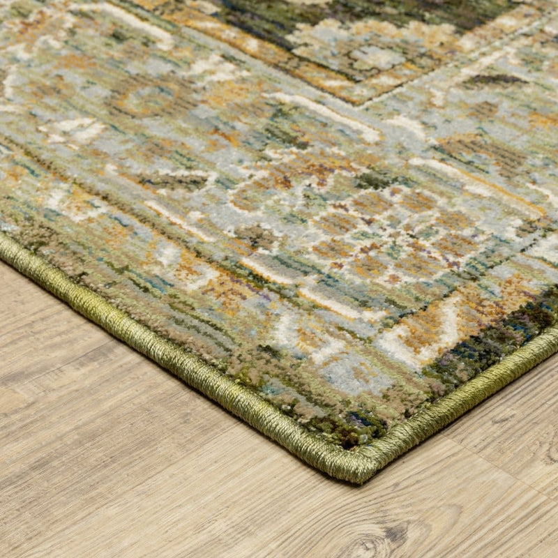 ORIENTAL WEAVERS Andorra 2417B Green Traditional Oriental Nylon Indoor Area Rectangle Rug (HBG52106)-HBG