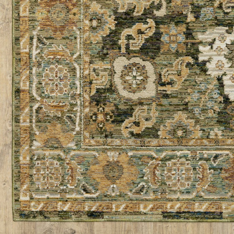 ORIENTAL WEAVERS Andorra 2417B Green Traditional Oriental Nylon Indoor Area Rectangle Rug (HBG52106)-HBG