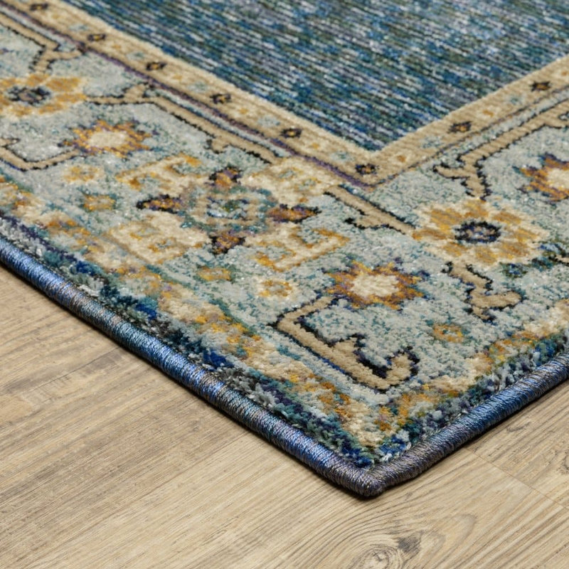 ORIENTAL WEAVERS Andorra 2430A Blue Traditional Medallion Nylon Indoor Area Rectangle Rug (HBG98765)-HBG